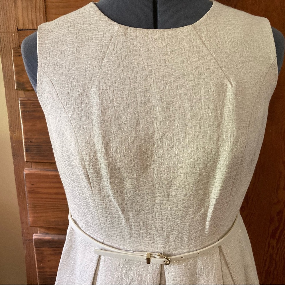Liz Claiborne Cream Pleated Midi Dress